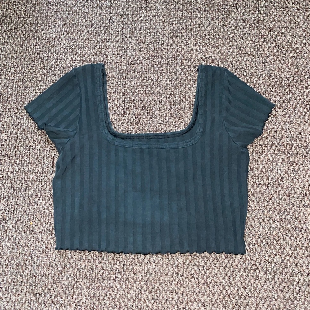 Aerie Ribbed Charcoal Crop Top
